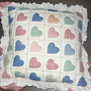 Vintage Cottagecore  Grandma  Pioneer Woman Heart Patterned Throw  Pillow